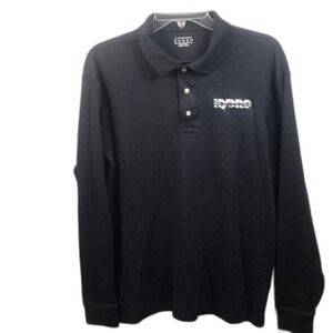 Lands' End Mens Long Sleeve Polo Shirt Medium Black HYDRO Logo